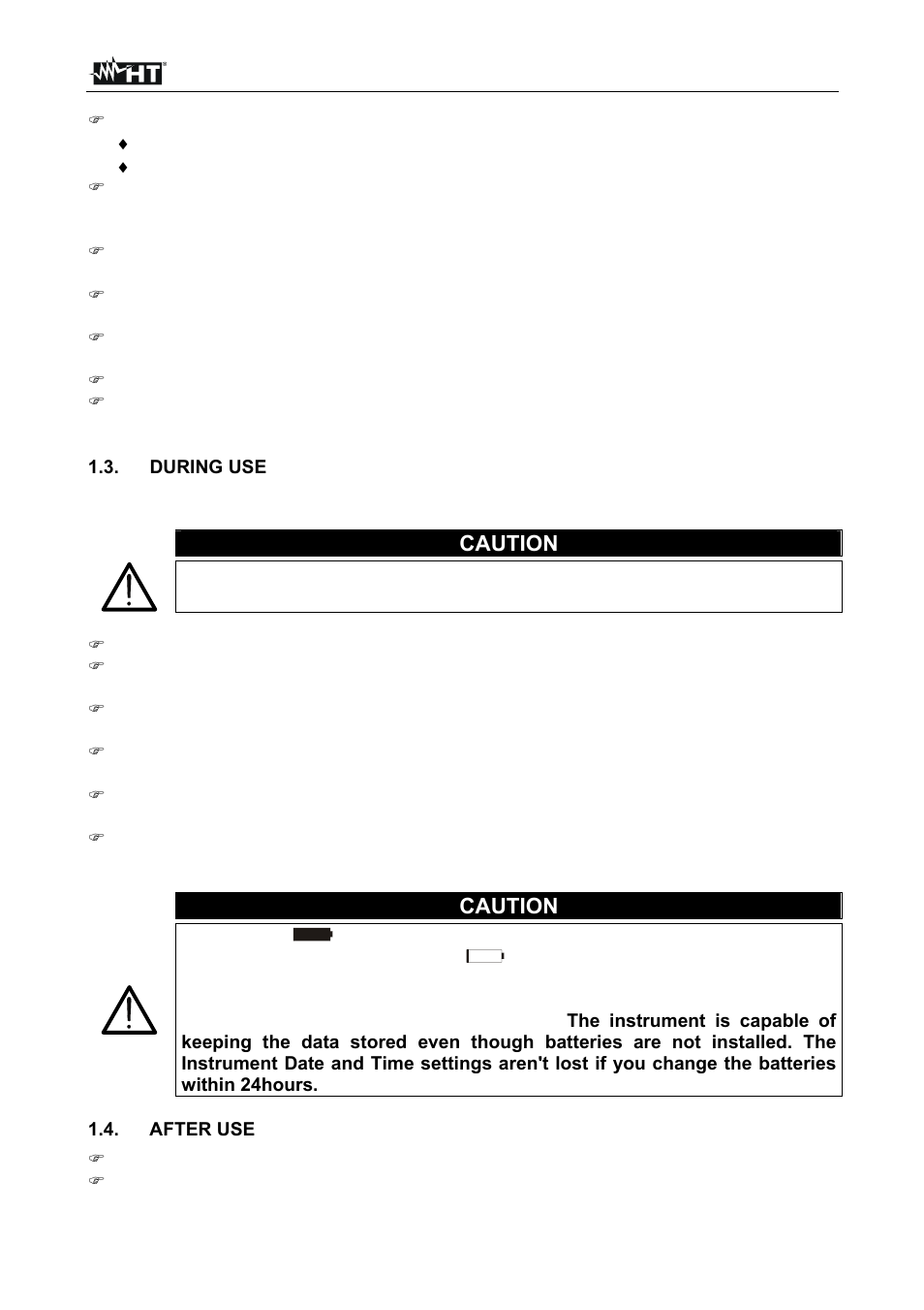 Caution | HT instruments SIRIUS89N User Manual | Page 7 / 132