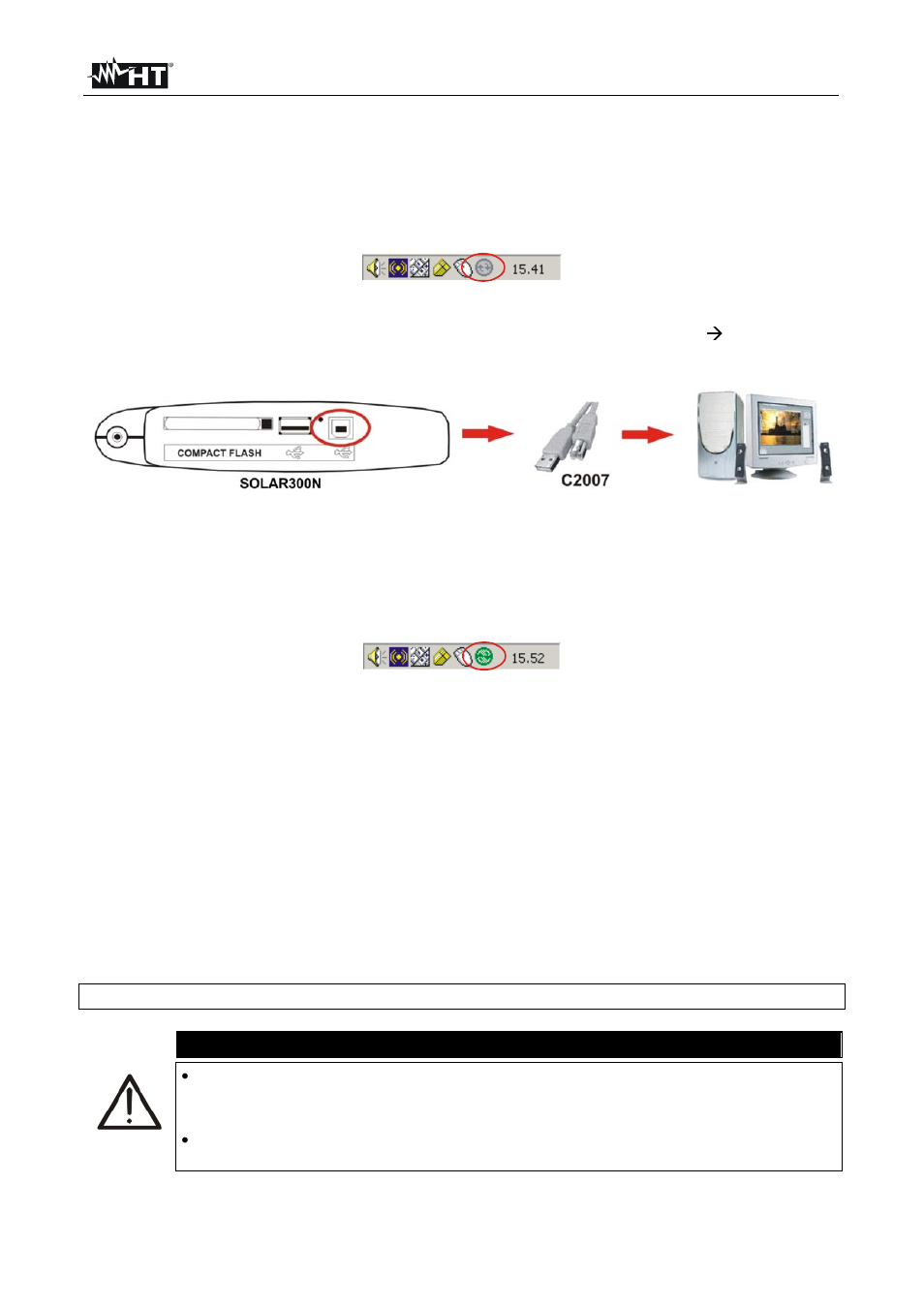 Connection of meter to pc (win xp), Caution | HT instruments SOLAR300N User Manual | Page 147 / 204