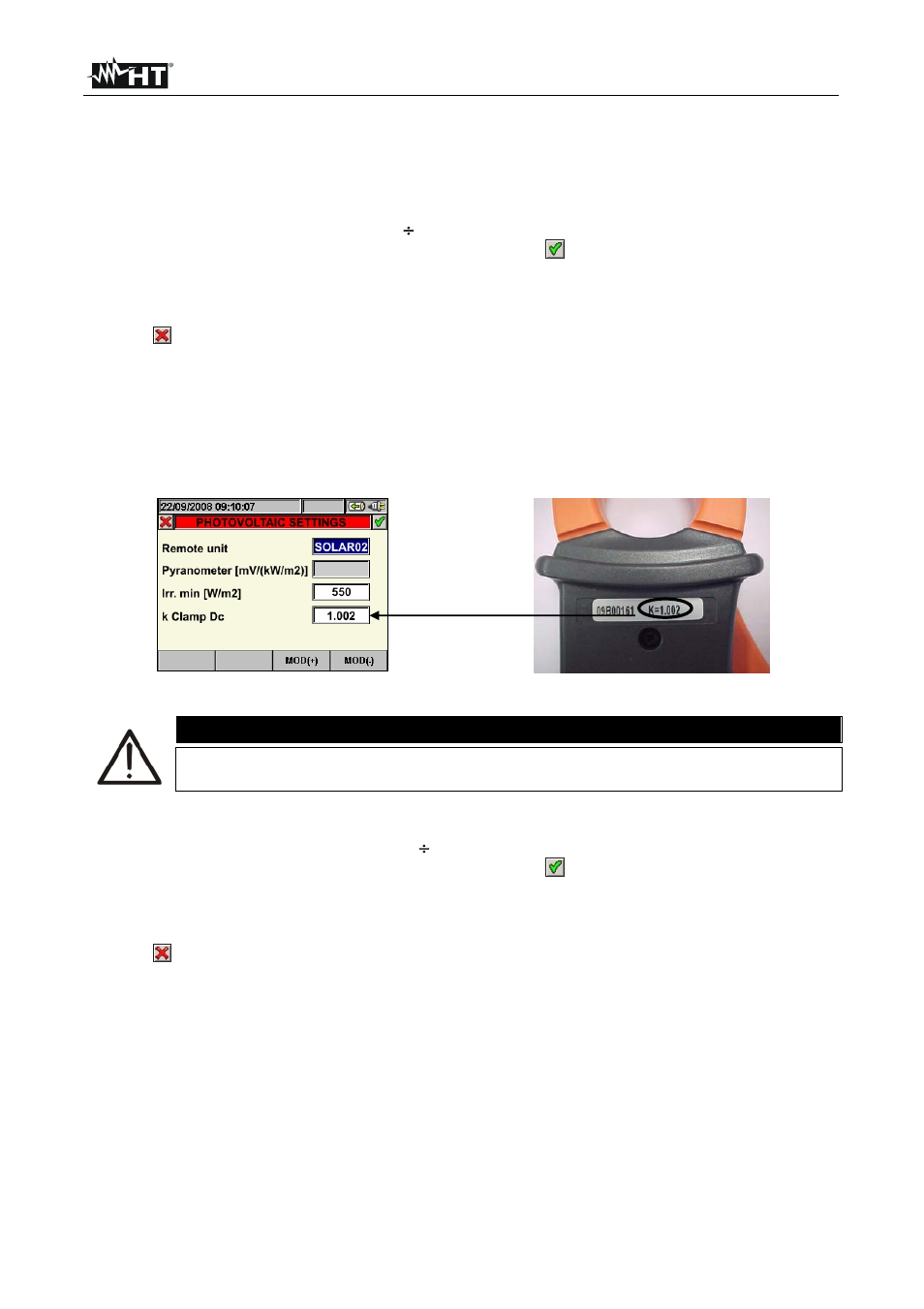 Caution | HT instruments SOLAR300N User Manual | Page 52 / 204