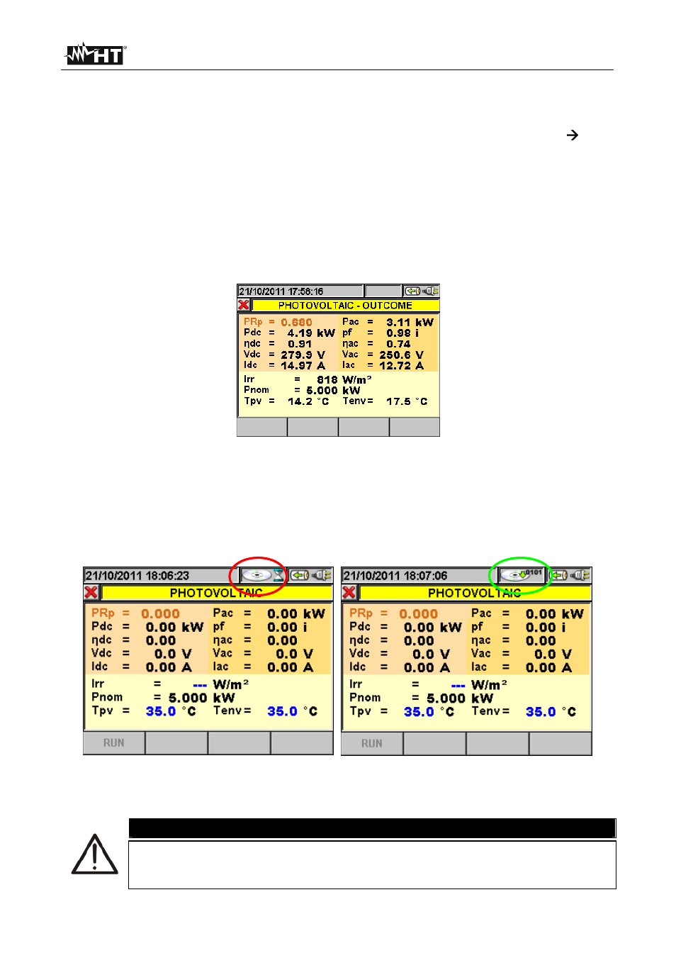 Caution | HT instruments SOLAR300N User Manual | Page 86 / 204