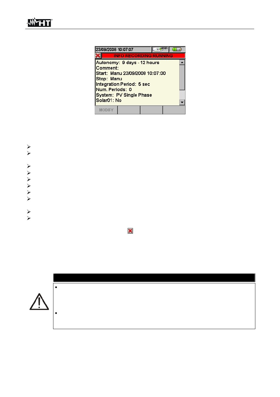 Caution | HT instruments SOLAR300N User Manual | Page 95 / 204