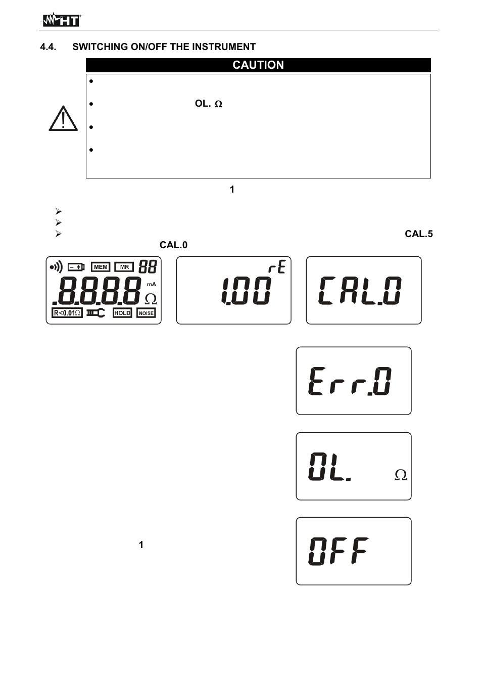 Caution | HT instruments T2100 User Manual | Page 9 / 28