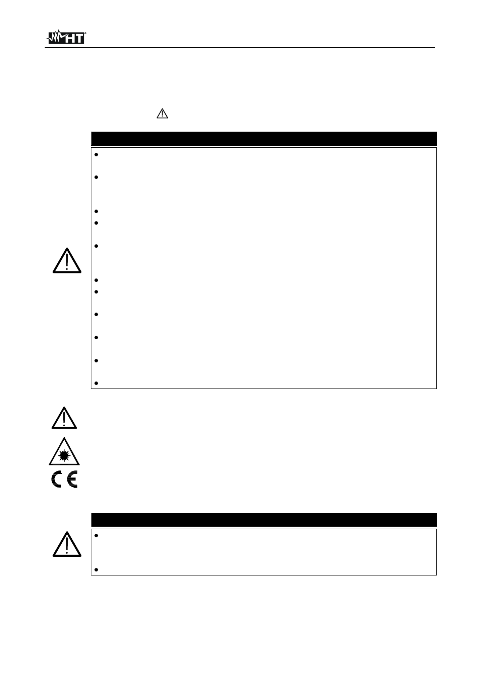 1 precautions and safety measures, Caution | HT instruments THT70 User Manual | Page 5 / 56