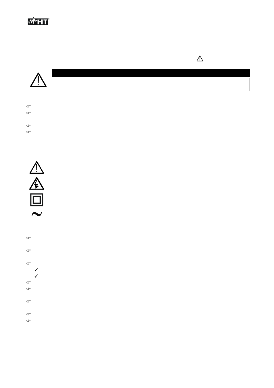 Safety precautions and procedures, Warning | HT instruments XL424 User Manual | Page 3 / 17