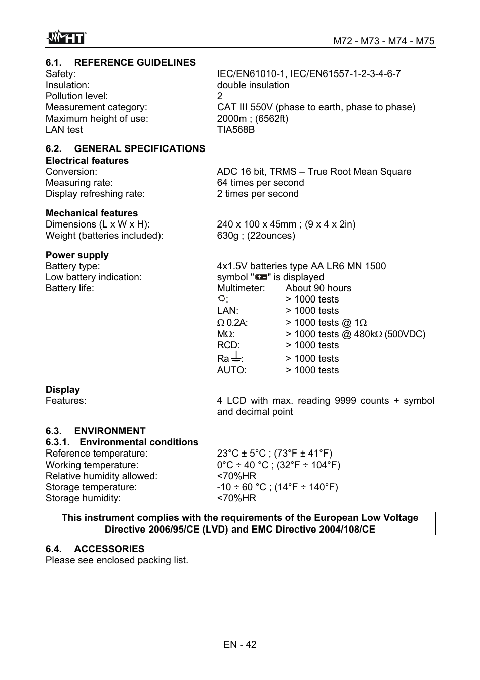 HT instruments М75 User Manual | Page 44 / 48