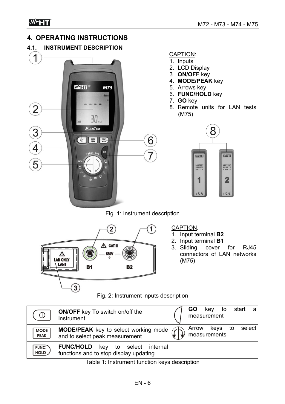 Operating instructions | HT instruments М75 User Manual | Page 8 / 48