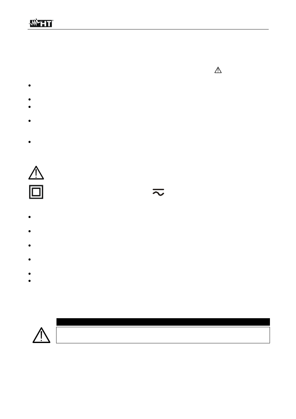 Precauzioni e misure di sicurezza | HT instruments HT82 User Manual | Page 7 / 36