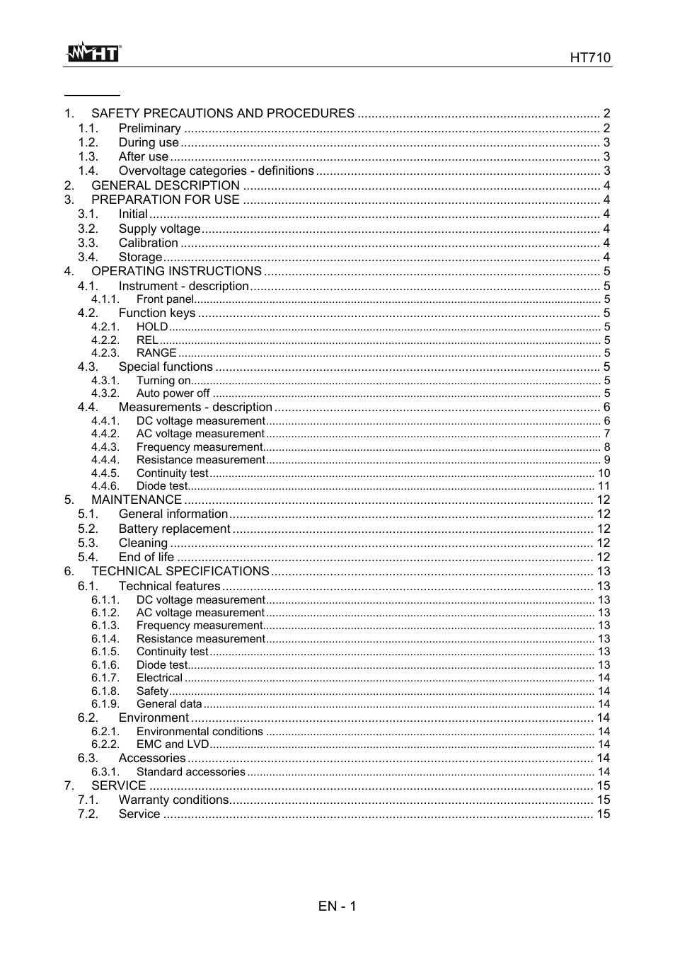 HT instruments HT710 User Manual | Page 23 / 72