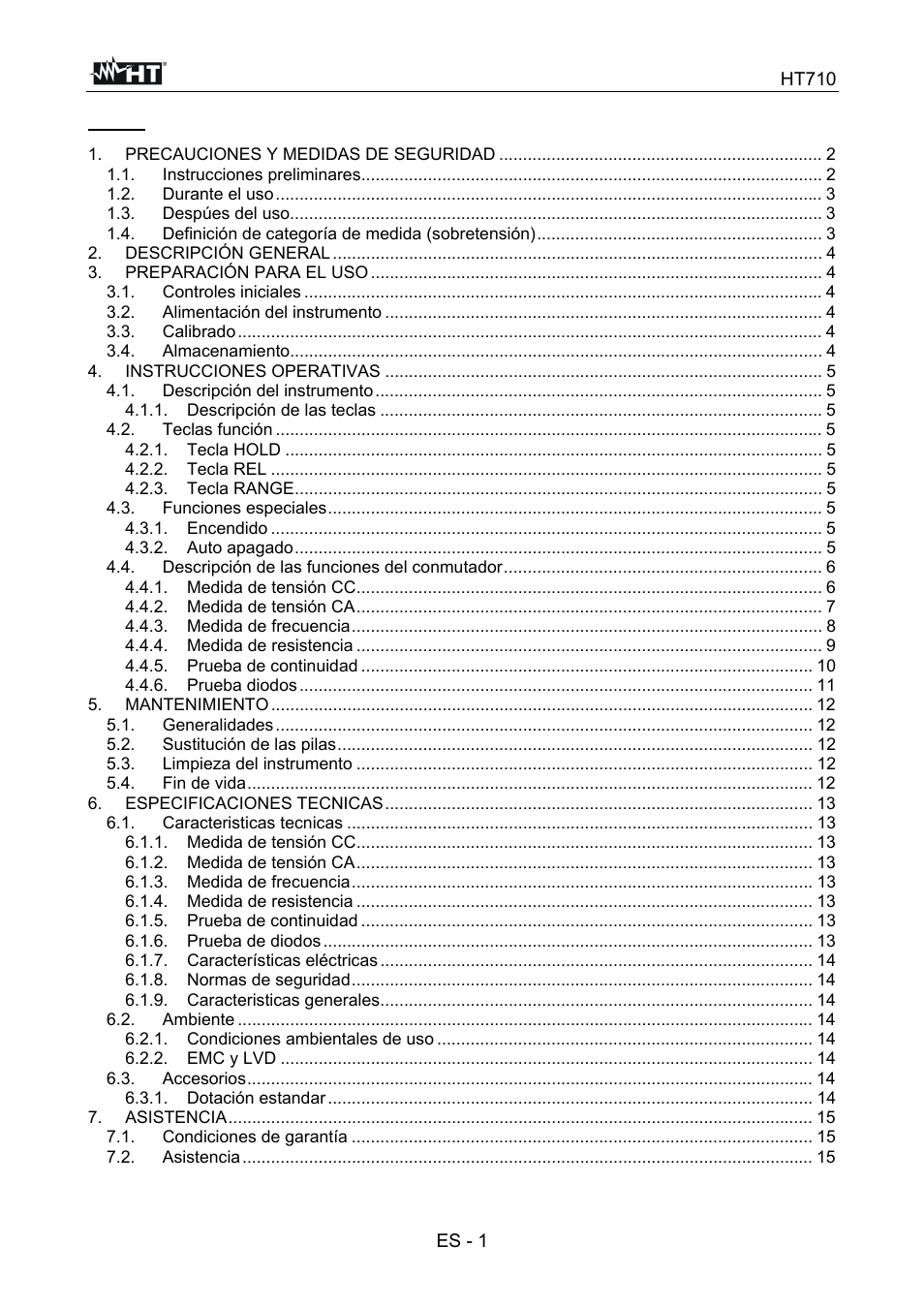 HT instruments HT710 User Manual | Page 40 / 72