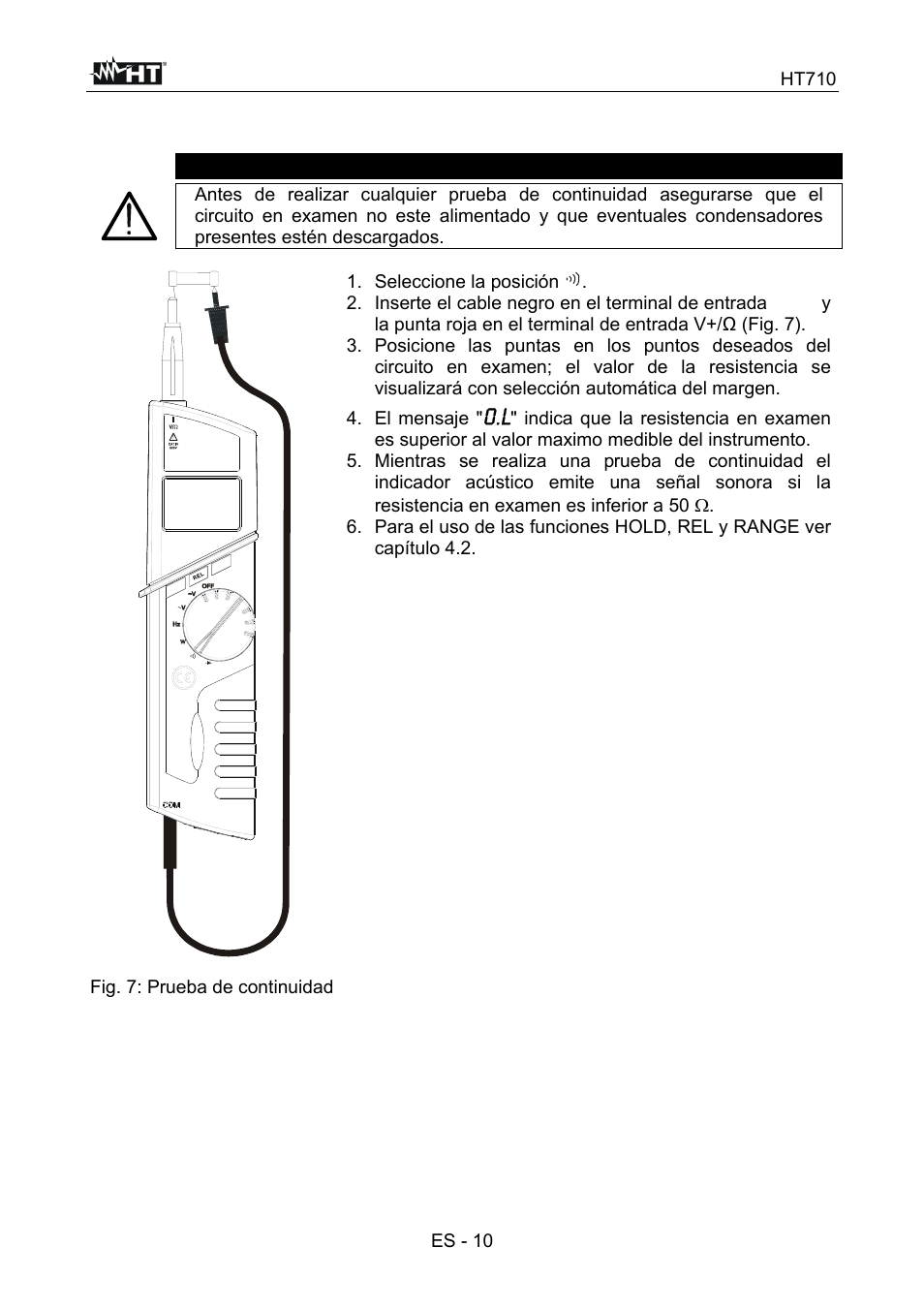 Atencion | HT instruments HT710 User Manual | Page 49 / 72