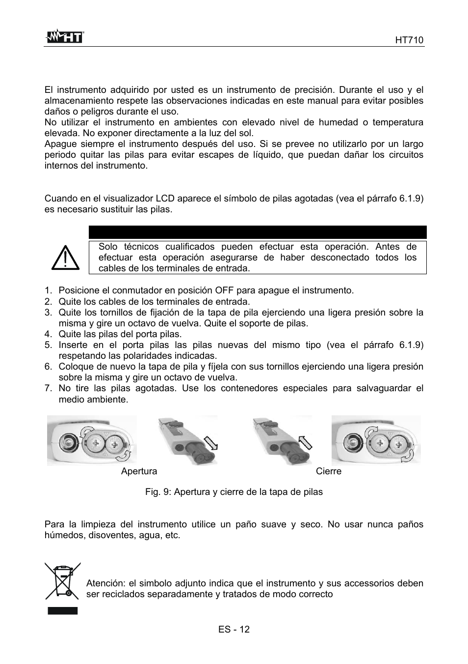 Mantenimiento, Atencion | HT instruments HT710 User Manual | Page 51 / 72