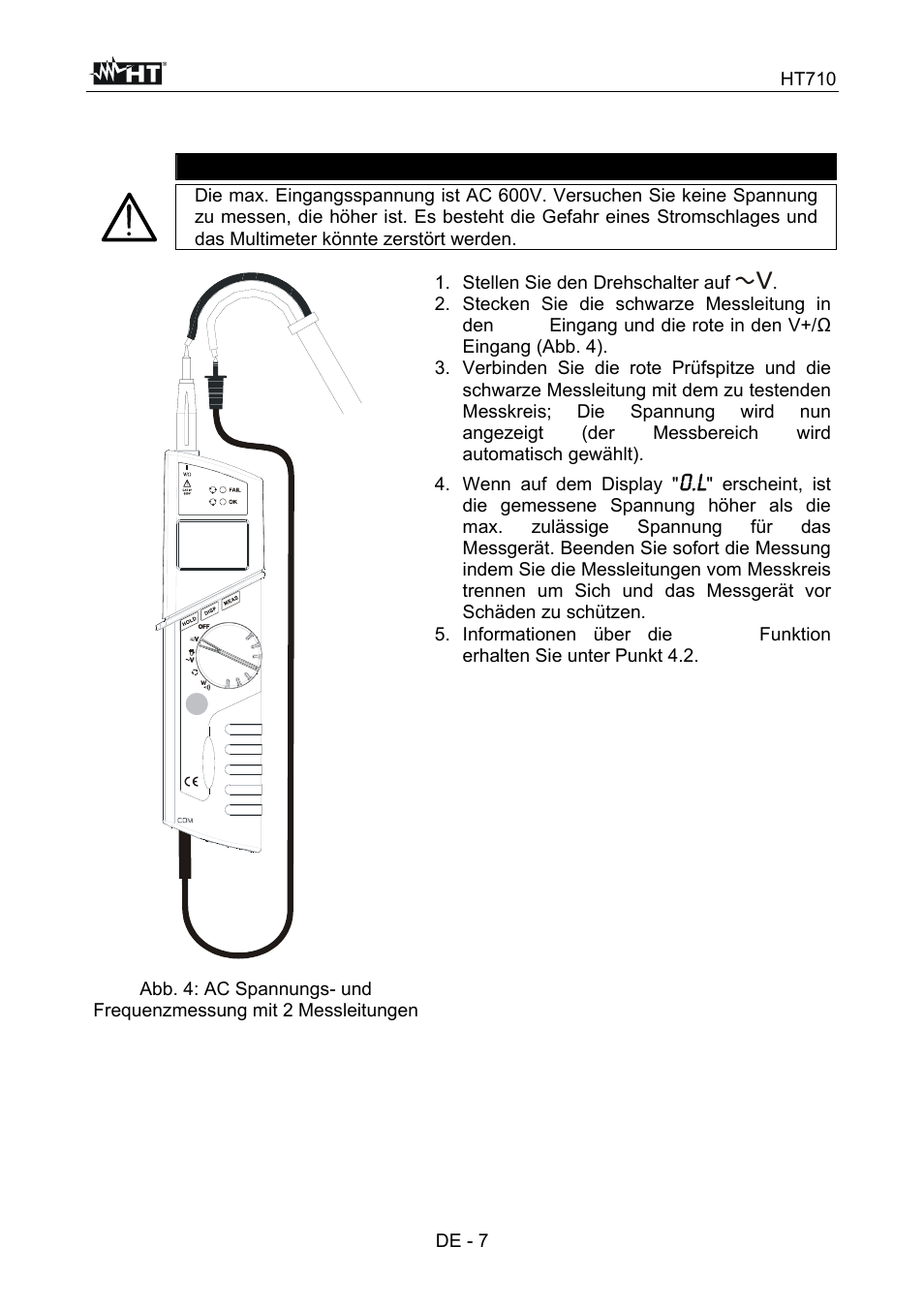Achtung | HT instruments HT710 User Manual | Page 63 / 72