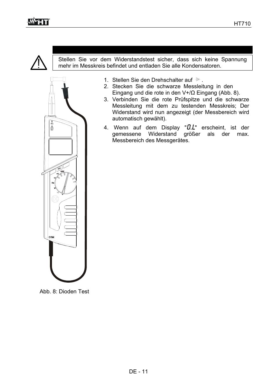 Achtung | HT instruments HT710 User Manual | Page 67 / 72