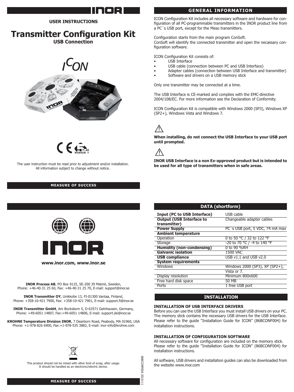 INOR ICON GB User Manual | 2 pages