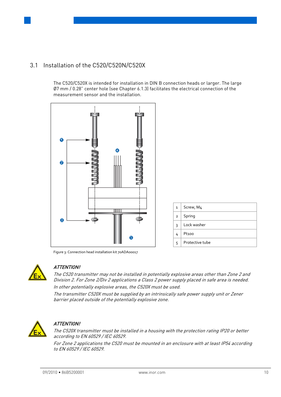 3 installation, 1 installation of the c520/c520n/c520x, Installation | 1 installation of the c520/c520n/c520 | INOR IPAQ R520X User Manual | Page 10 / 52
