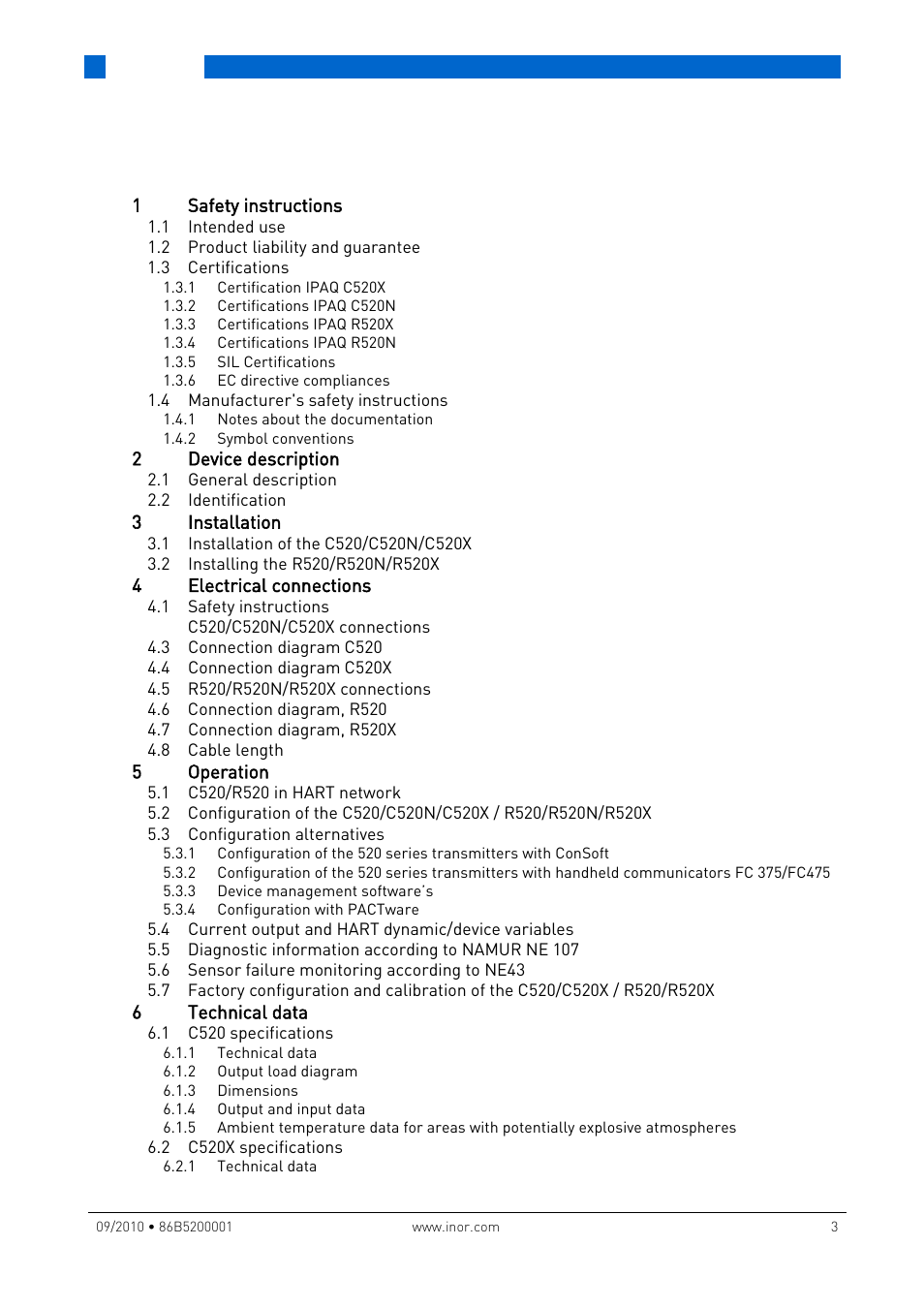 INOR IPAQ R520X User Manual | Page 3 / 52