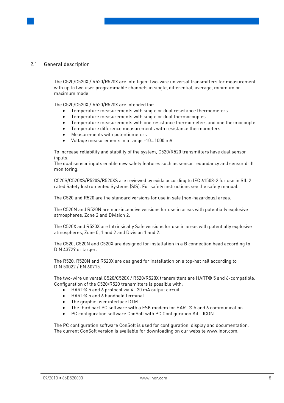 2 device description, 1 general description, Device description | INOR IPAQ R520X User Manual | Page 8 / 52