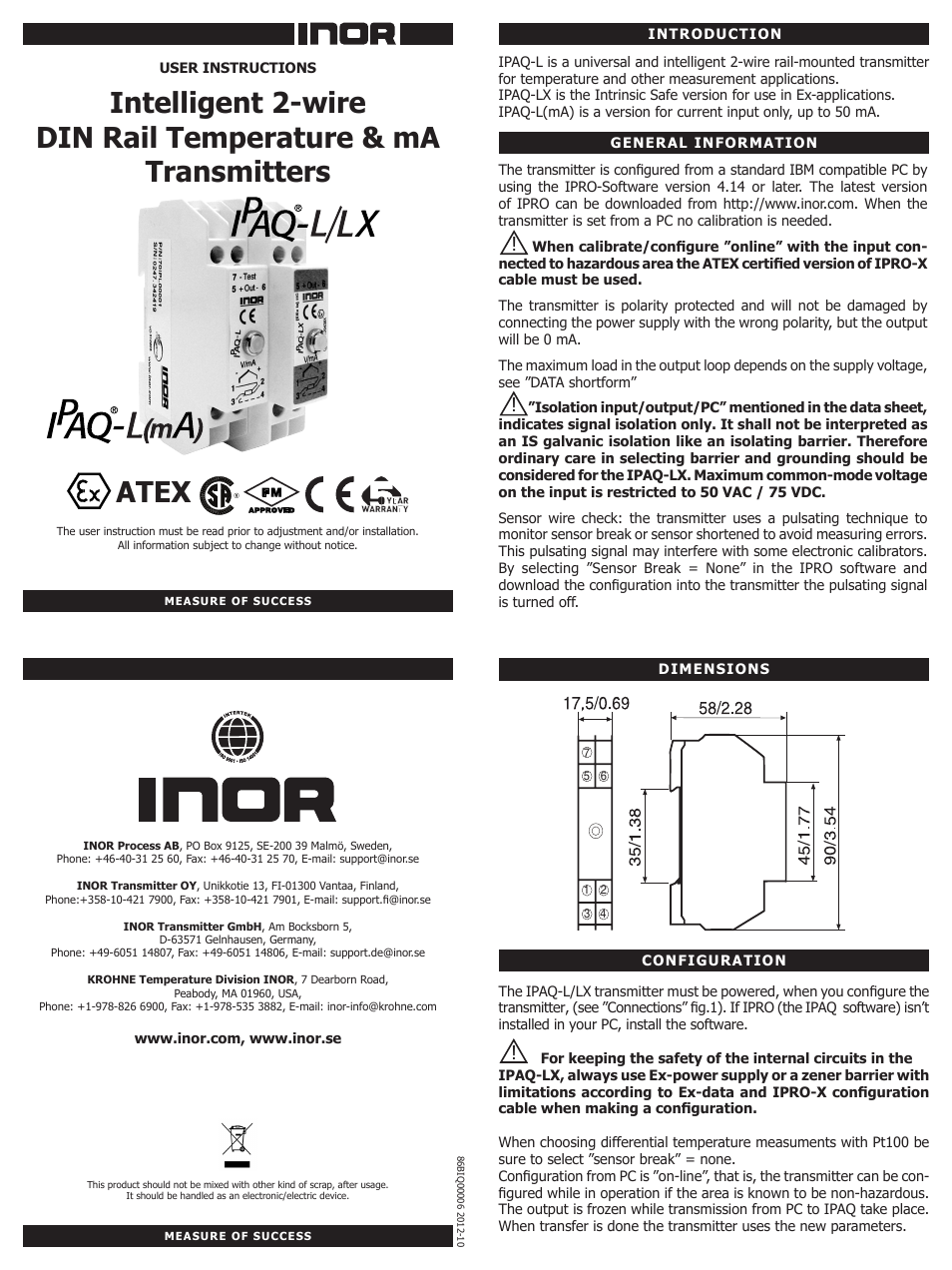 INOR IPAQ-LX GB User Manual | 2 pages