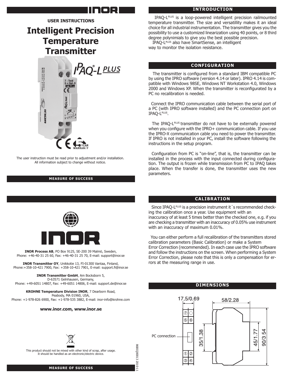 INOR IPAQ-LPLUS GB User Manual | 2 pages
