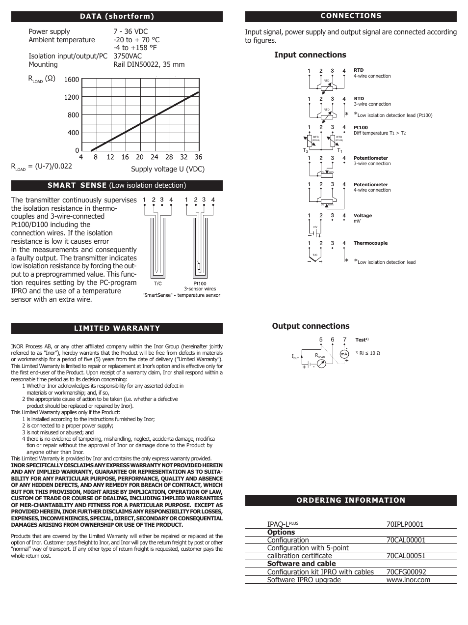 Output connections input connections | INOR IPAQ-LPLUS GB User Manual | Page 2 / 2