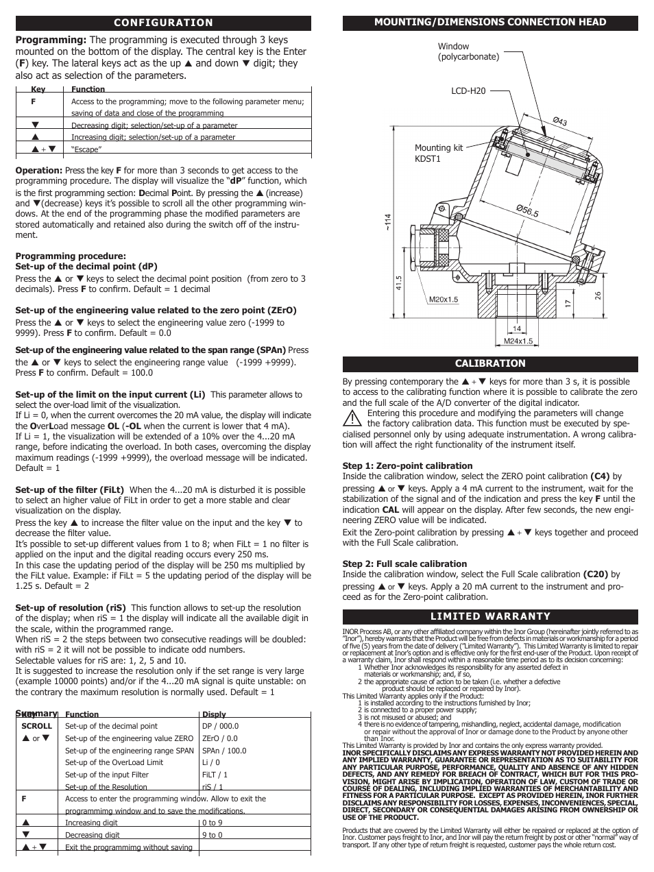 INOR LCD-H20 User Manual | Page 2 / 2