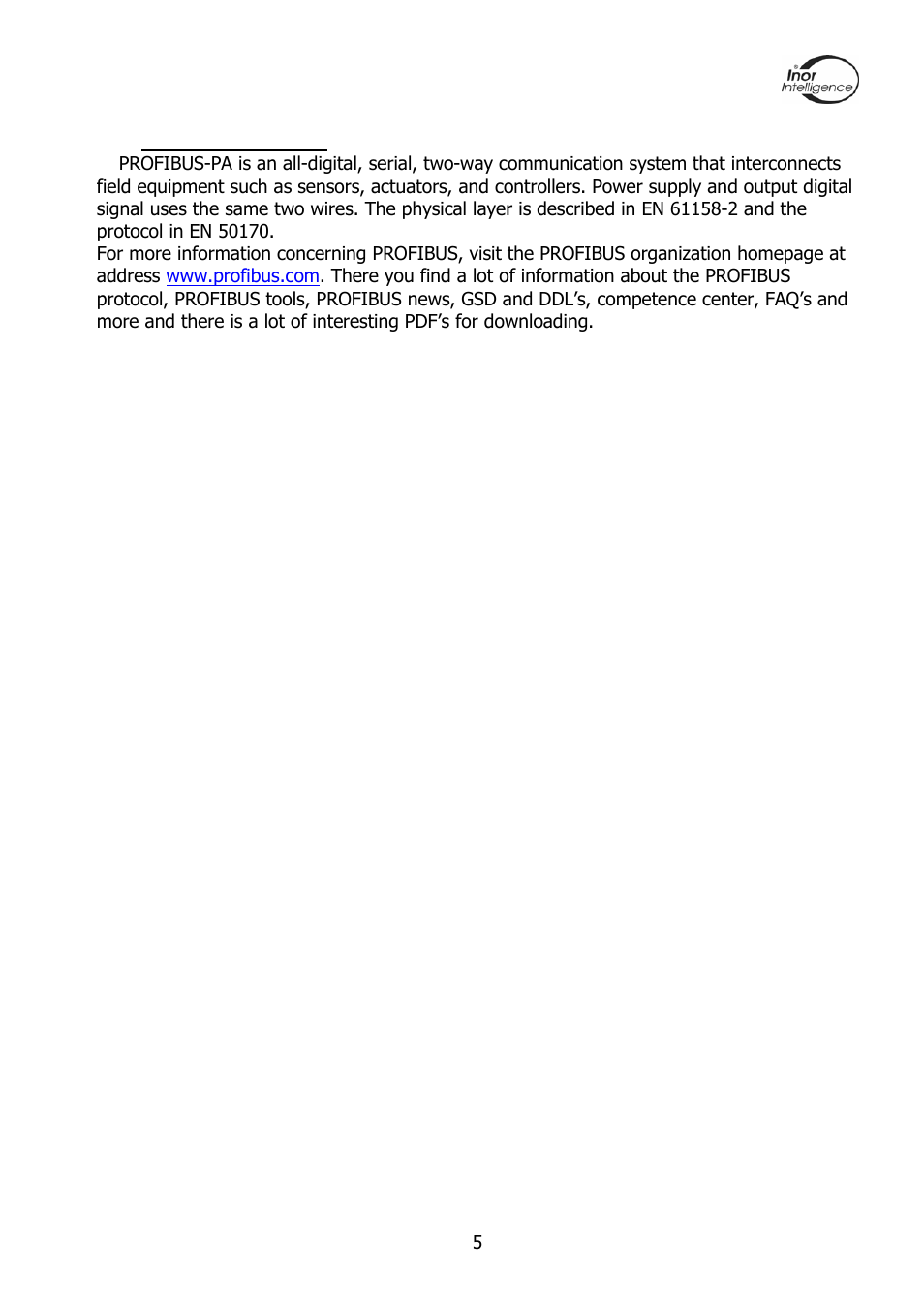 INOR PROFIPAQ-L User Manual | Page 5 / 36