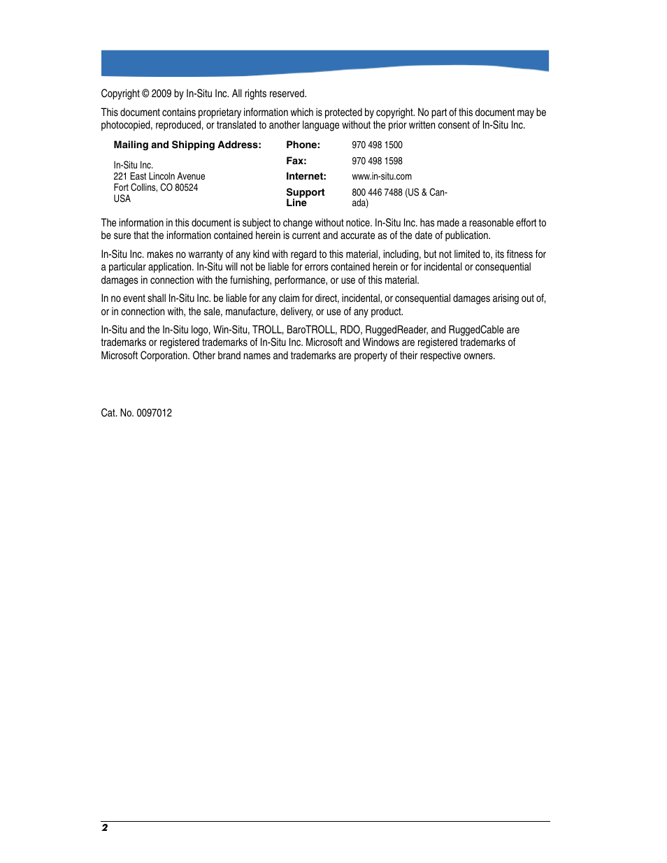 In-Situ Aquaculture Aerator Controller Manual User Manual | Page 2 / 22