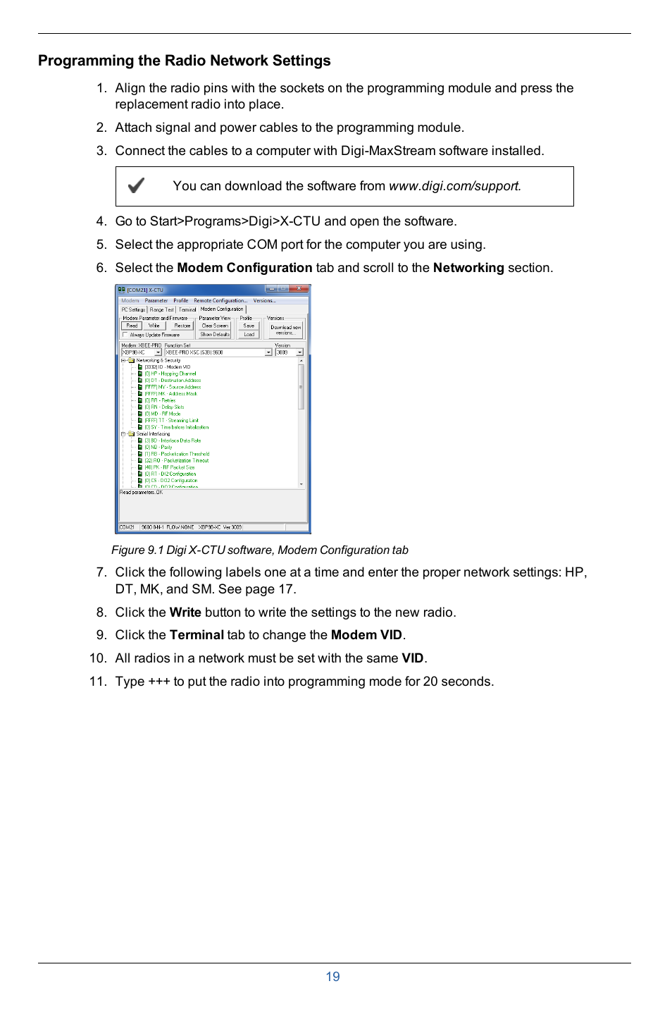 Programming the radio network settings | In-Situ Aquaculture Buoy Manual (purchased after 28 May 2013) User Manual | Page 19 / 40