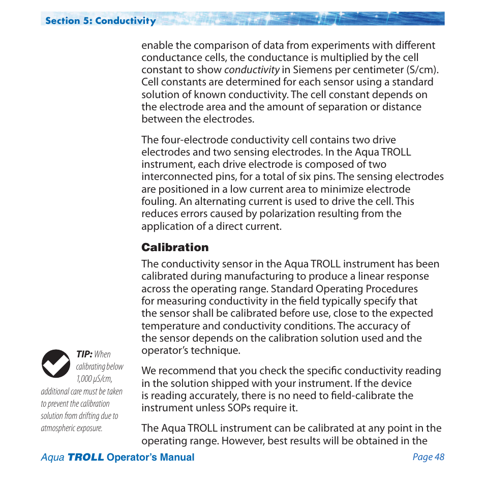 Calibration | In-Situ Aqua TROLL 100 and 200 Operators Manual User Manual | Page 48 / 94