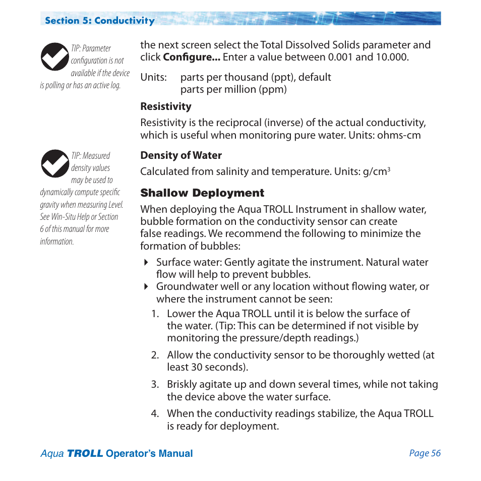 Shallow deployment | In-Situ Aqua TROLL 100 and 200 Operators Manual User Manual | Page 56 / 94