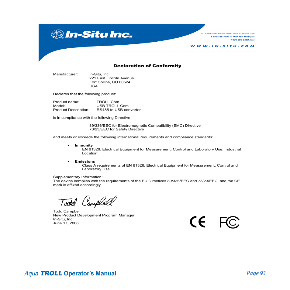 Page 93 aqua troll operator’s manual | In-Situ Aqua TROLL 100 and 200 Operators Manual User Manual | Page 93 / 94