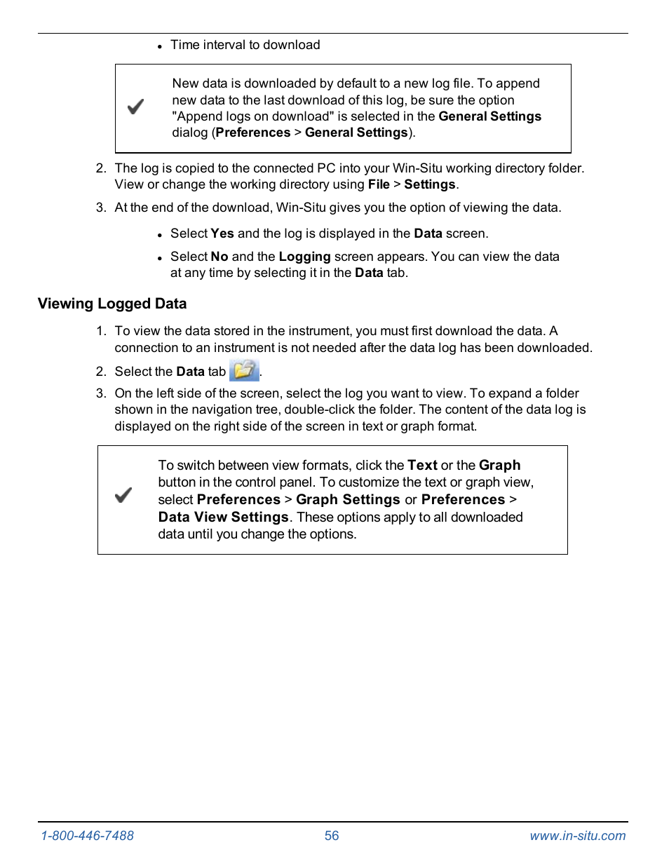 Viewing logged data | In-Situ Level TROLL 400/500/700/700H Operators Manual User Manual | Page 56 / 83