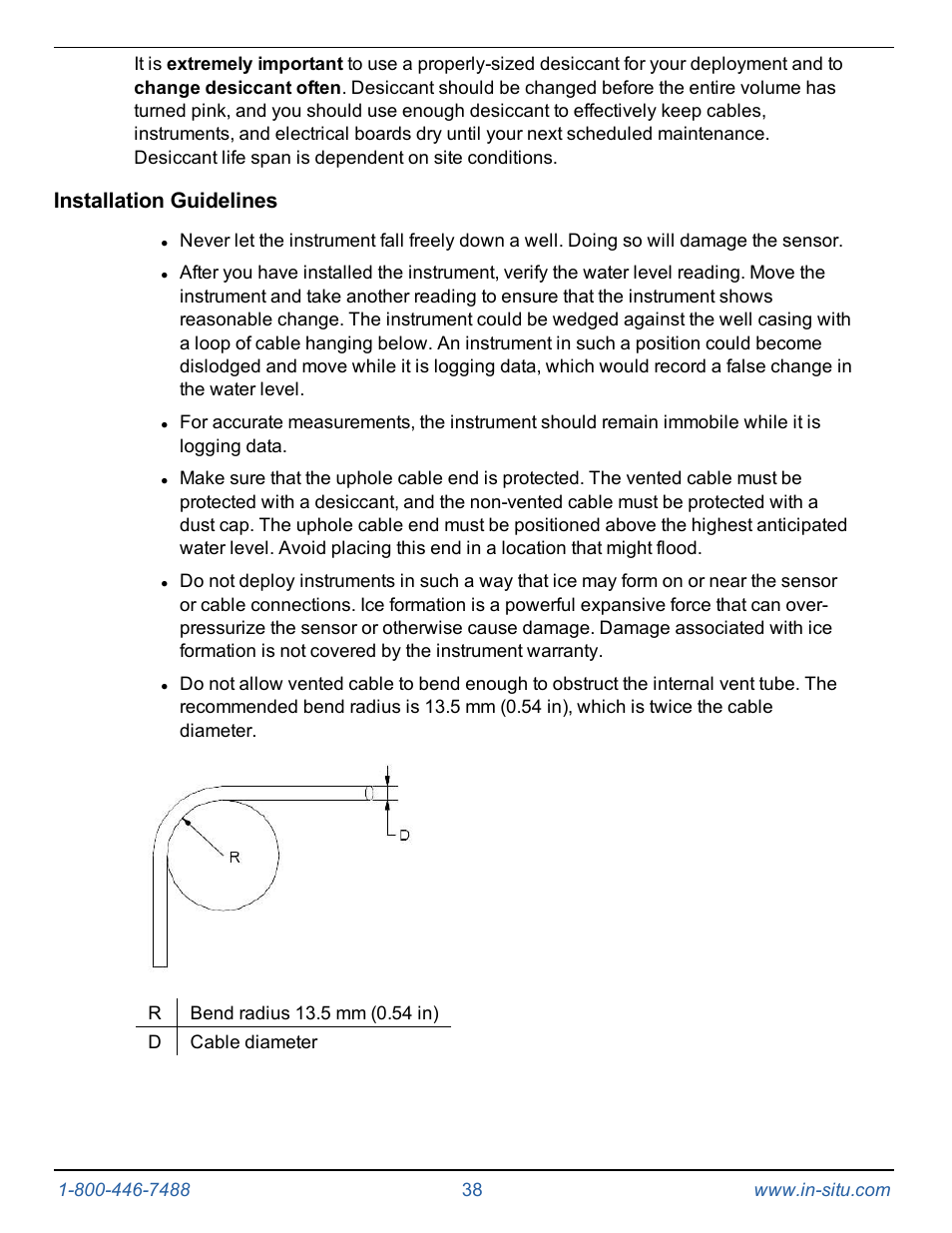 Installation guidelines | In-Situ Level TROLL 300/500/700/BaroTROLL Operators Manual User Manual | Page 38 / 84