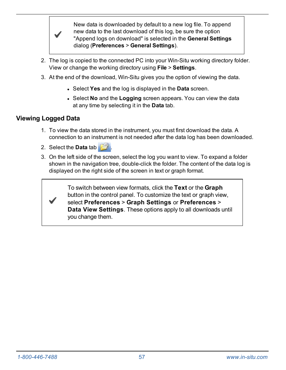 Viewing logged data | In-Situ Level TROLL 300/500/700/BaroTROLL Operators Manual User Manual | Page 57 / 84