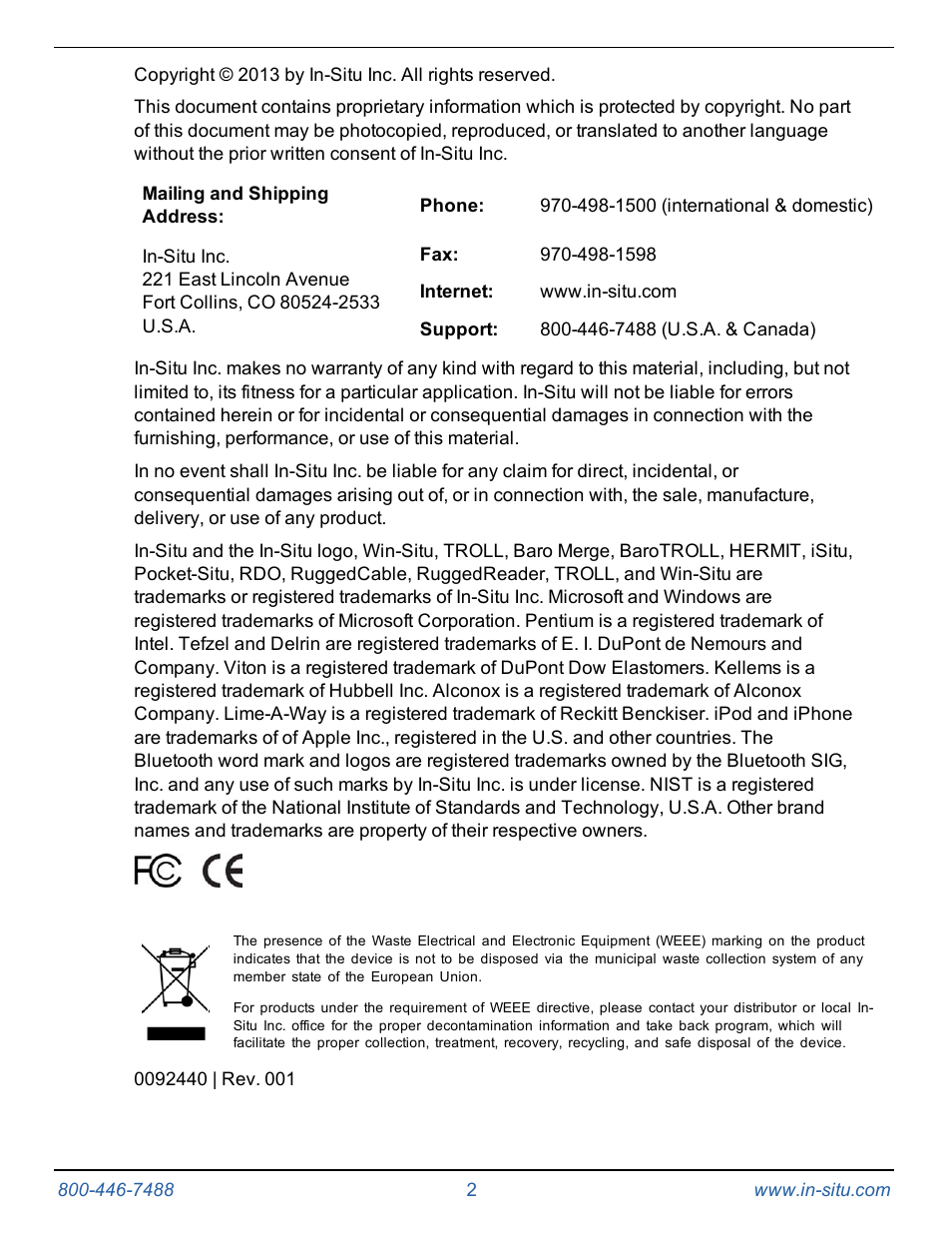 In-Situ Rugged TROLL 100/200 Operators Manual User Manual | Page 2 / 46