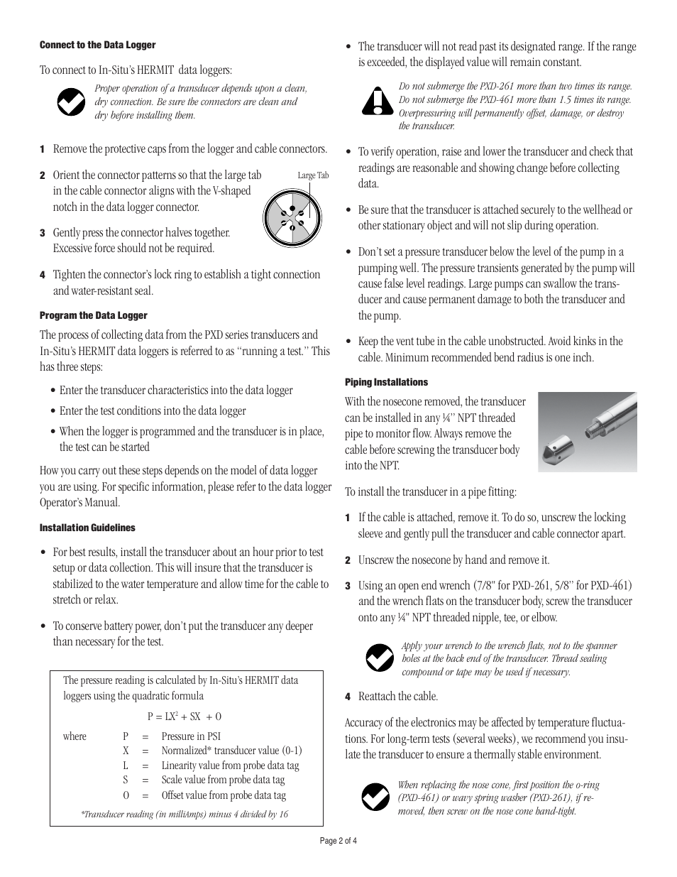 In-Situ PXD-461 Operators Manual User Manual | Page 2 / 4