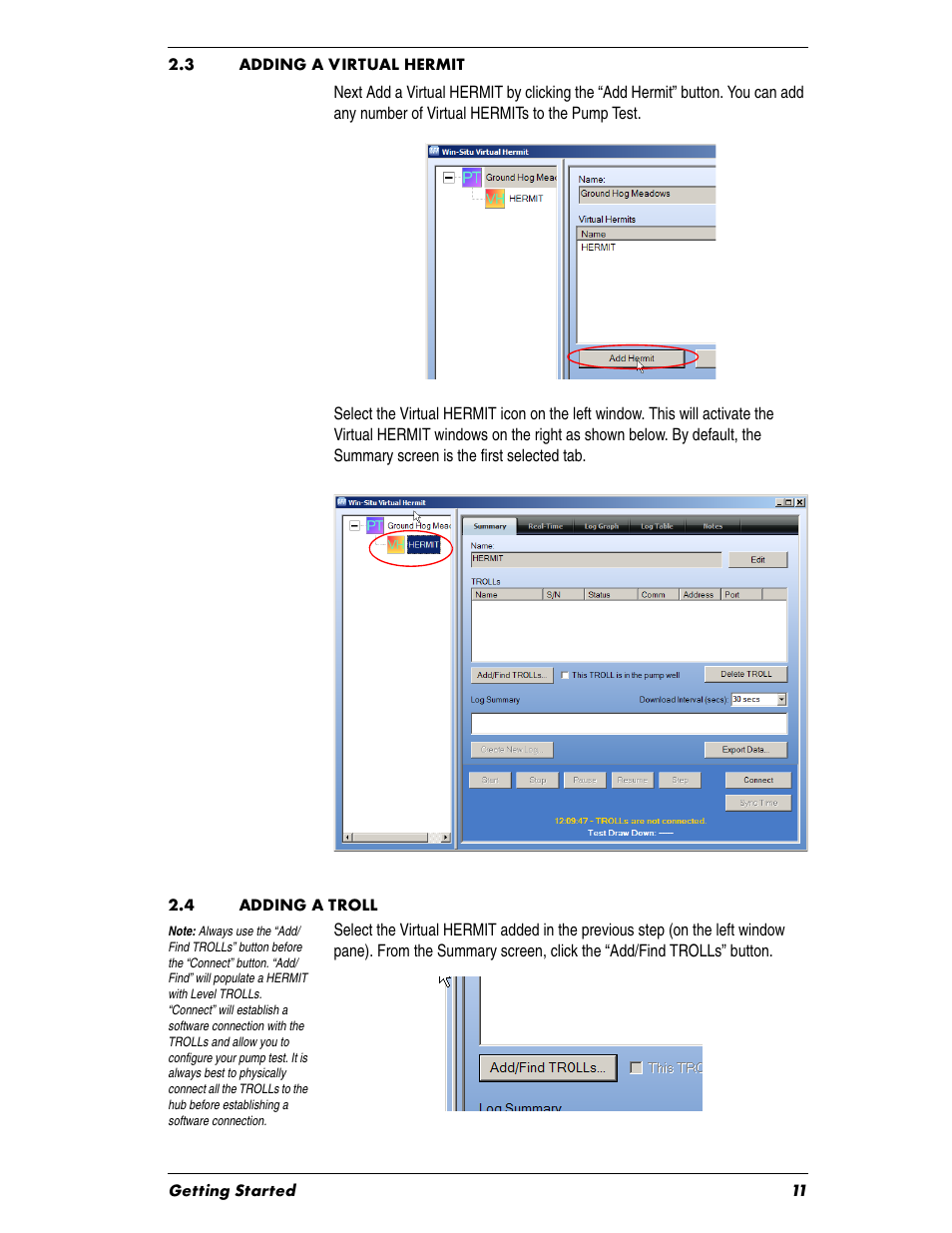 Heading1 - 2.3 adding a virtual hermit, Heading1 - 2.4 adding a troll, 3 adding a virtual hermit | 4 adding a troll | In-Situ Virtual HERMIT Tutorial User Manual | Page 11 / 42