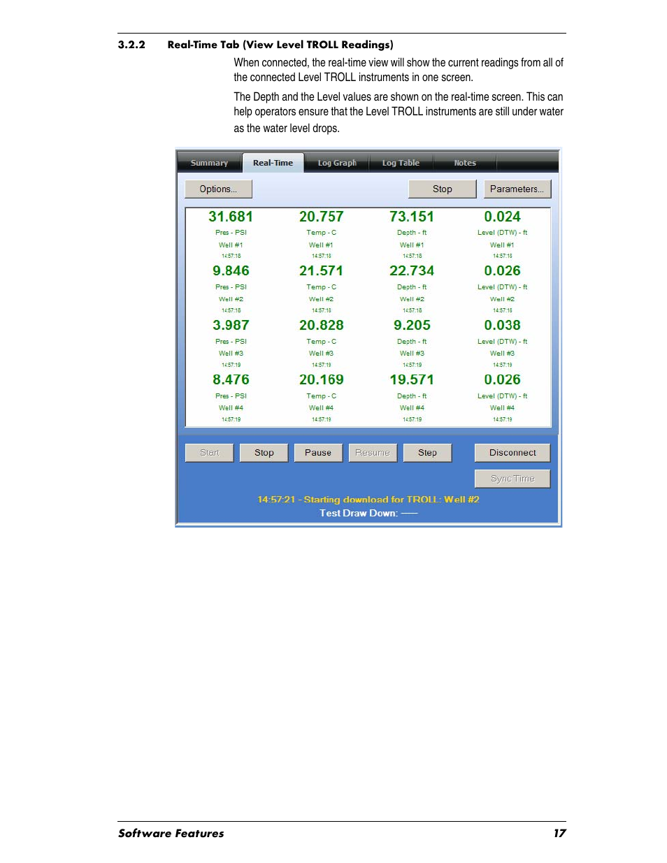 2 real-time tab (view level troll readings) | In-Situ Virtual HERMIT Tutorial User Manual | Page 17 / 42