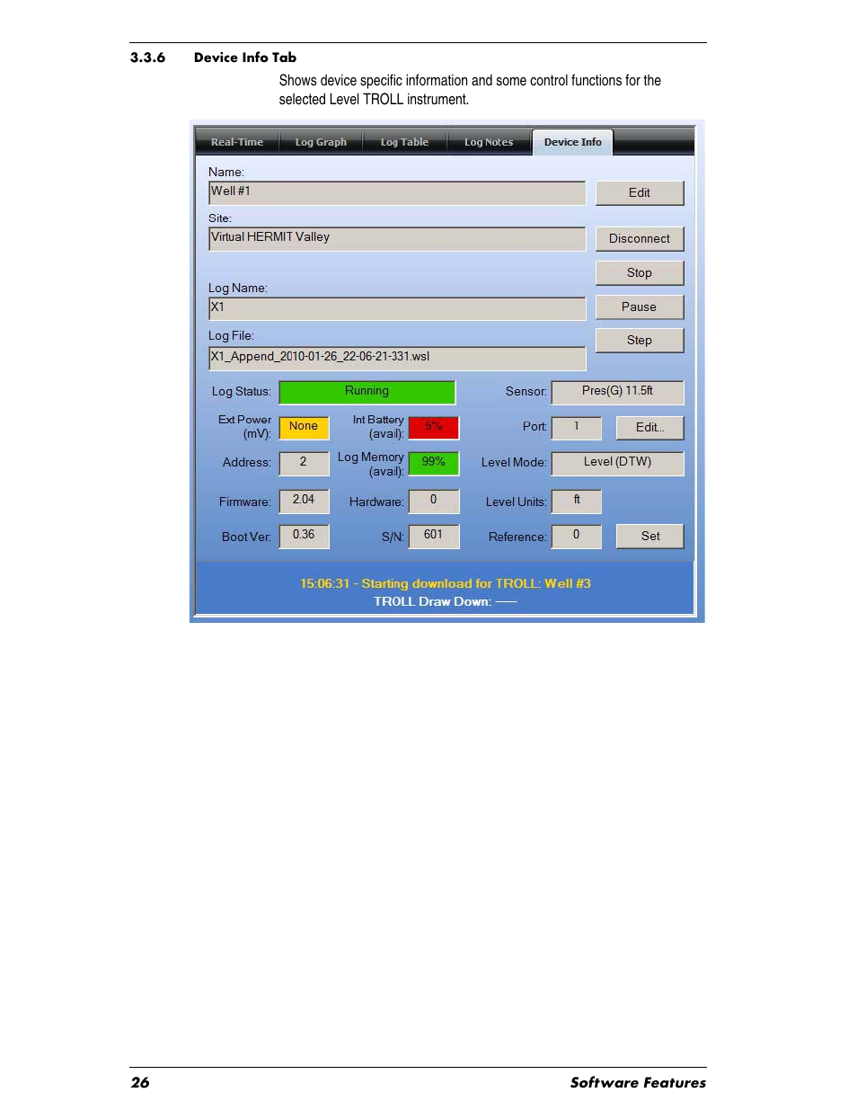 Heading2 - 3.3.6 device info tab, 6 device info tab | In-Situ Virtual HERMIT Tutorial User Manual | Page 26 / 42