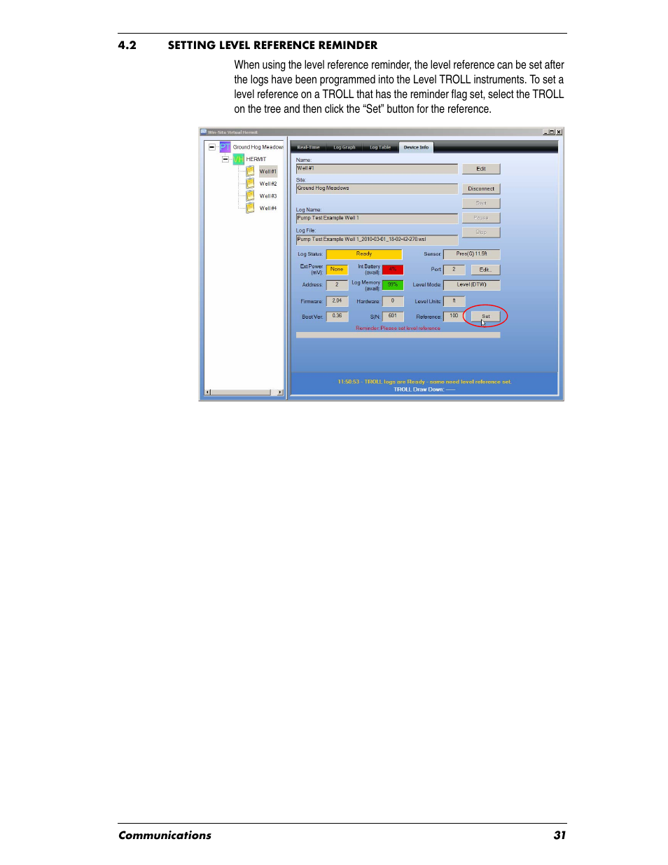 Heading1 - 4.2 setting level reference reminder, 2 setting level reference reminder | In-Situ Virtual HERMIT Tutorial User Manual | Page 31 / 42