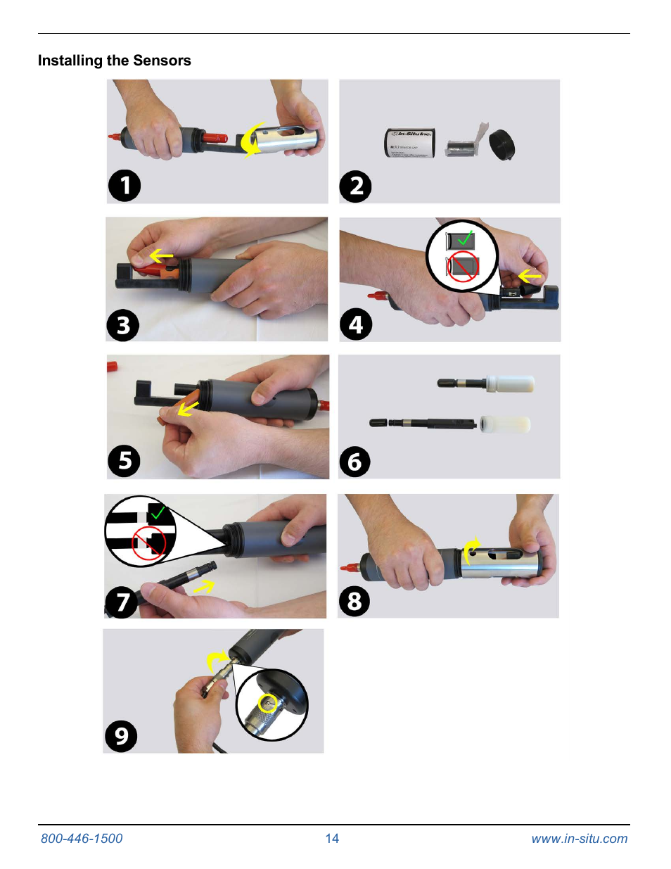 Installing the sensors | In-Situ Aqua TROLL 400 Operators Manual User Manual | Page 14 / 41