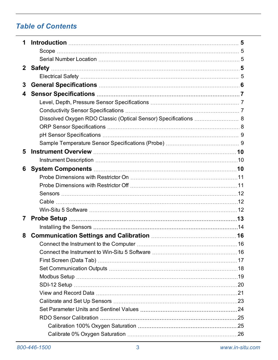 In-Situ Aqua TROLL 400 Operators Manual User Manual | Page 3 / 41