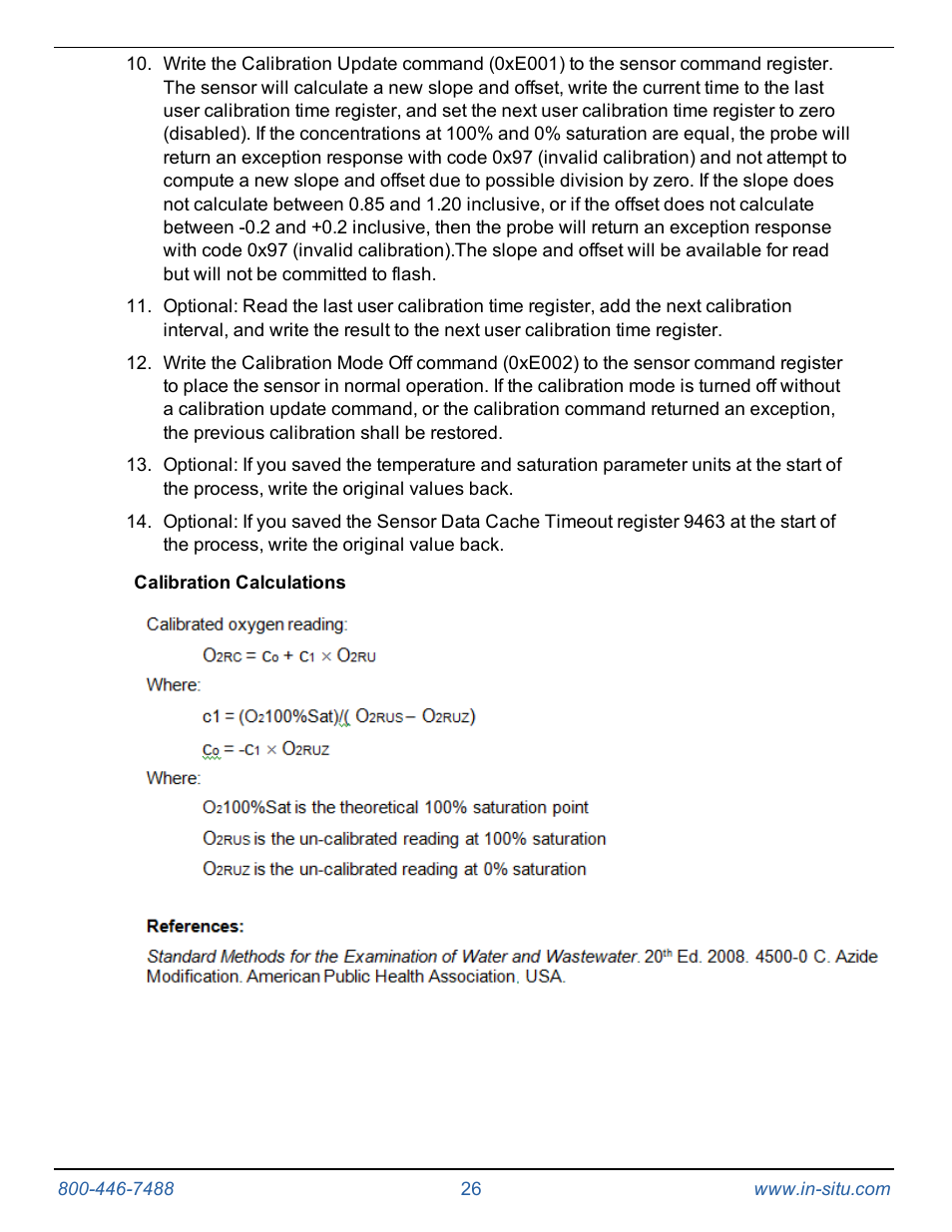 Calibration calculations | In-Situ RDO PRO-X Process Optical Dissolved Oxygen Sensor Manual User Manual | Page 26 / 29