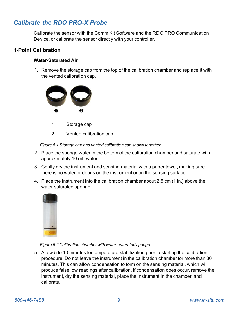 3 calibrate the rdo pro-x probe, Point calibration, Water-saturated air | Calibrate the rdo pro-x probe | In-Situ RDO PRO-X Process Optical Dissolved Oxygen Sensor Manual User Manual | Page 9 / 29