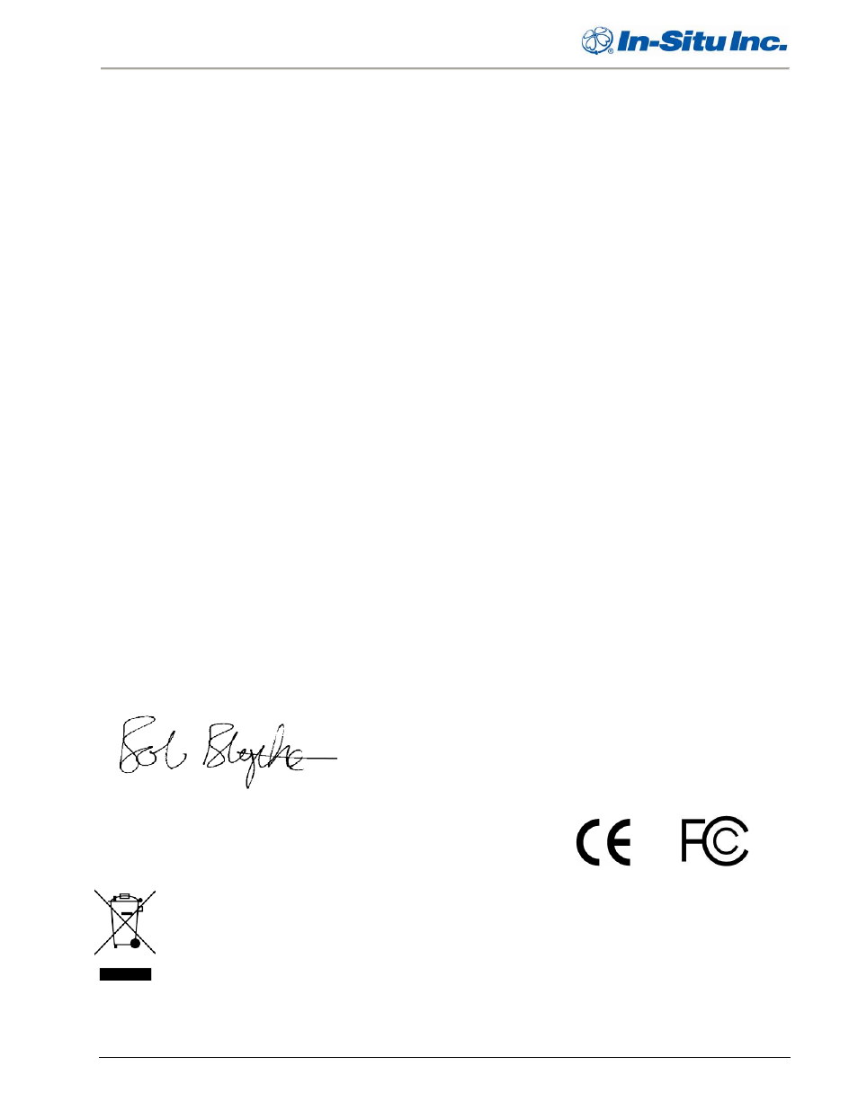 0 declaration of conformity, Declaration of conformity | In-Situ RDO PRO Process Optical Dissolved Oxygen Sensor Manual User Manual | Page 26 / 26