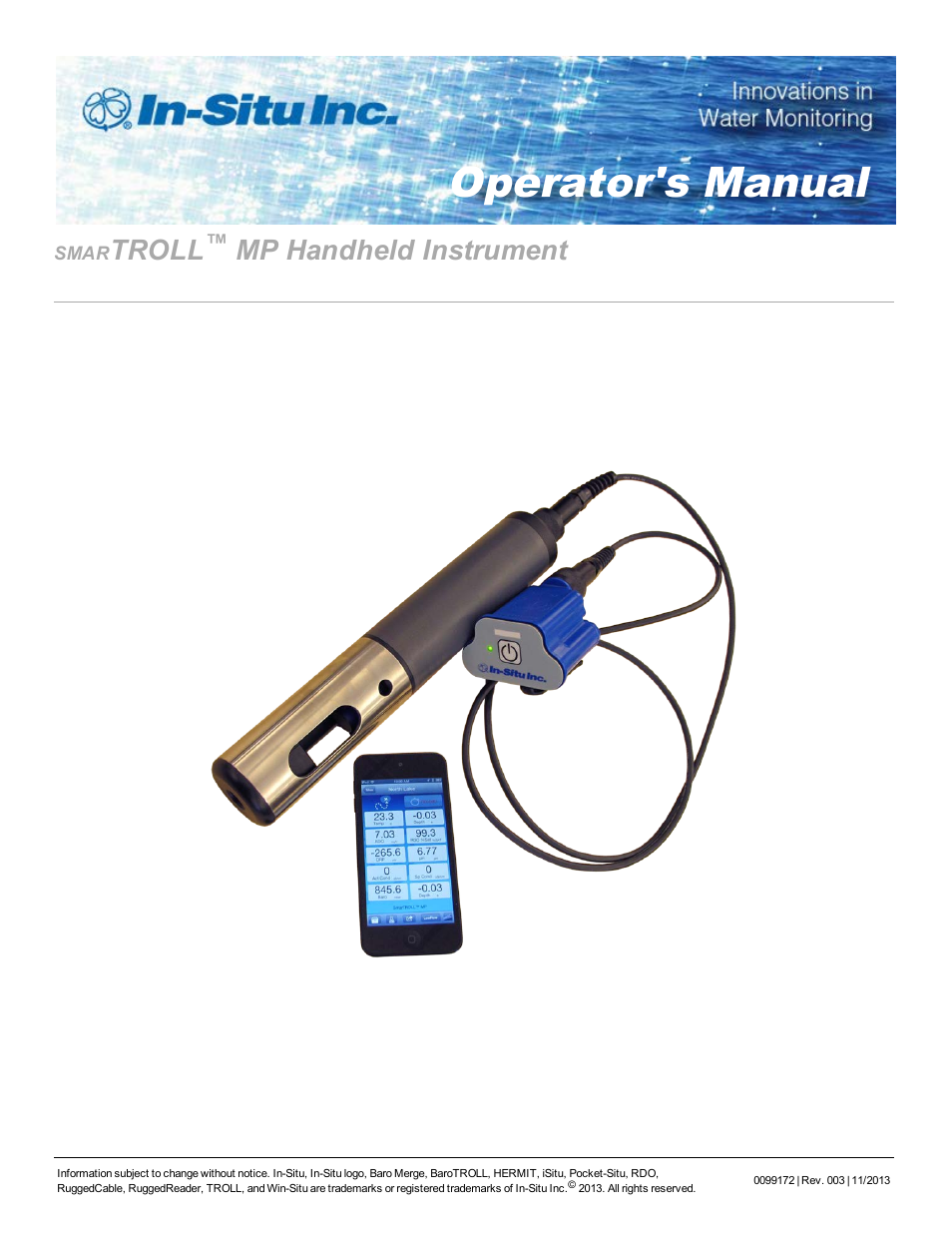 In-Situ smarTROLL Multiparameter Handheld Operators Manual User Manual | 71 pages