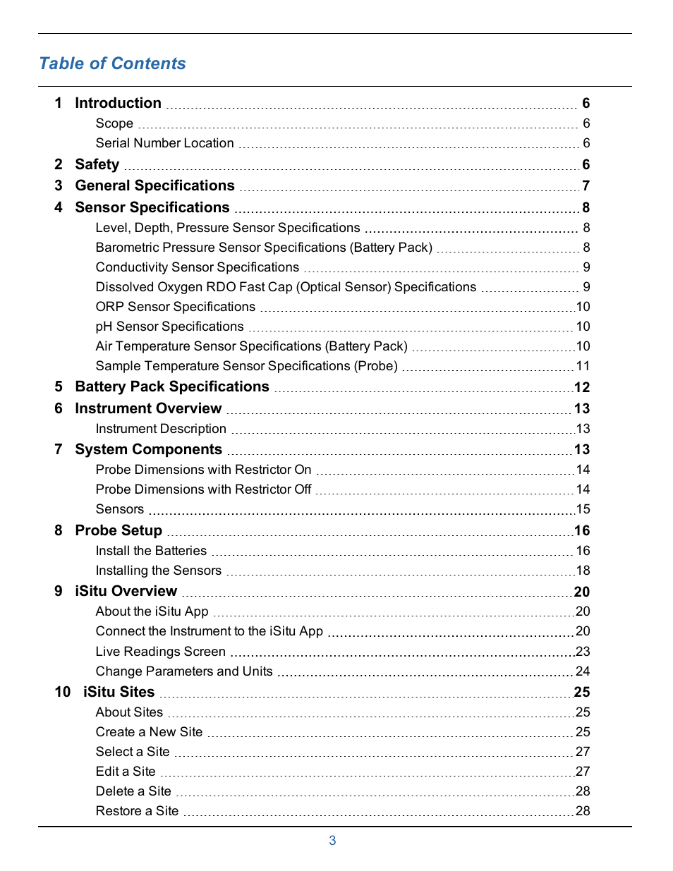 In-Situ smarTROLL Multiparameter Handheld Operators Manual User Manual | Page 3 / 71