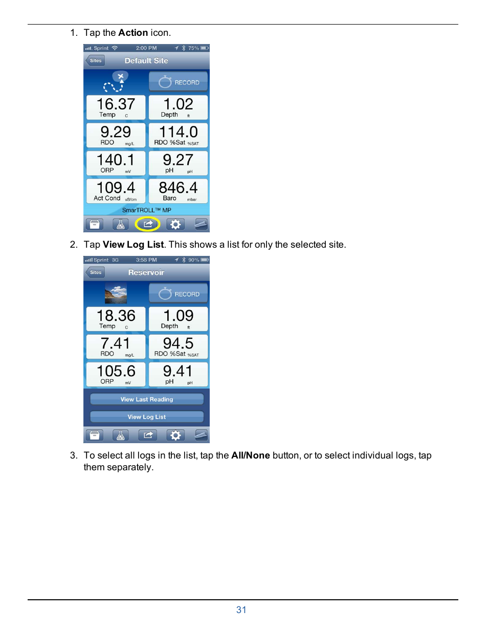 In-Situ smarTROLL Multiparameter Handheld Operators Manual User Manual | Page 31 / 71