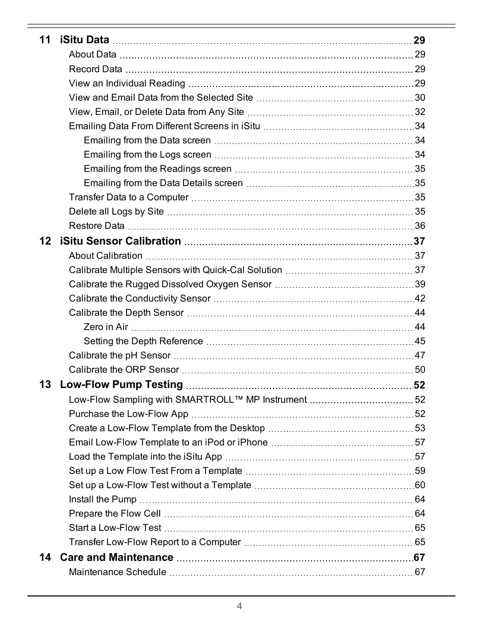 In-Situ smarTROLL Multiparameter Handheld Operators Manual User Manual | Page 4 / 71