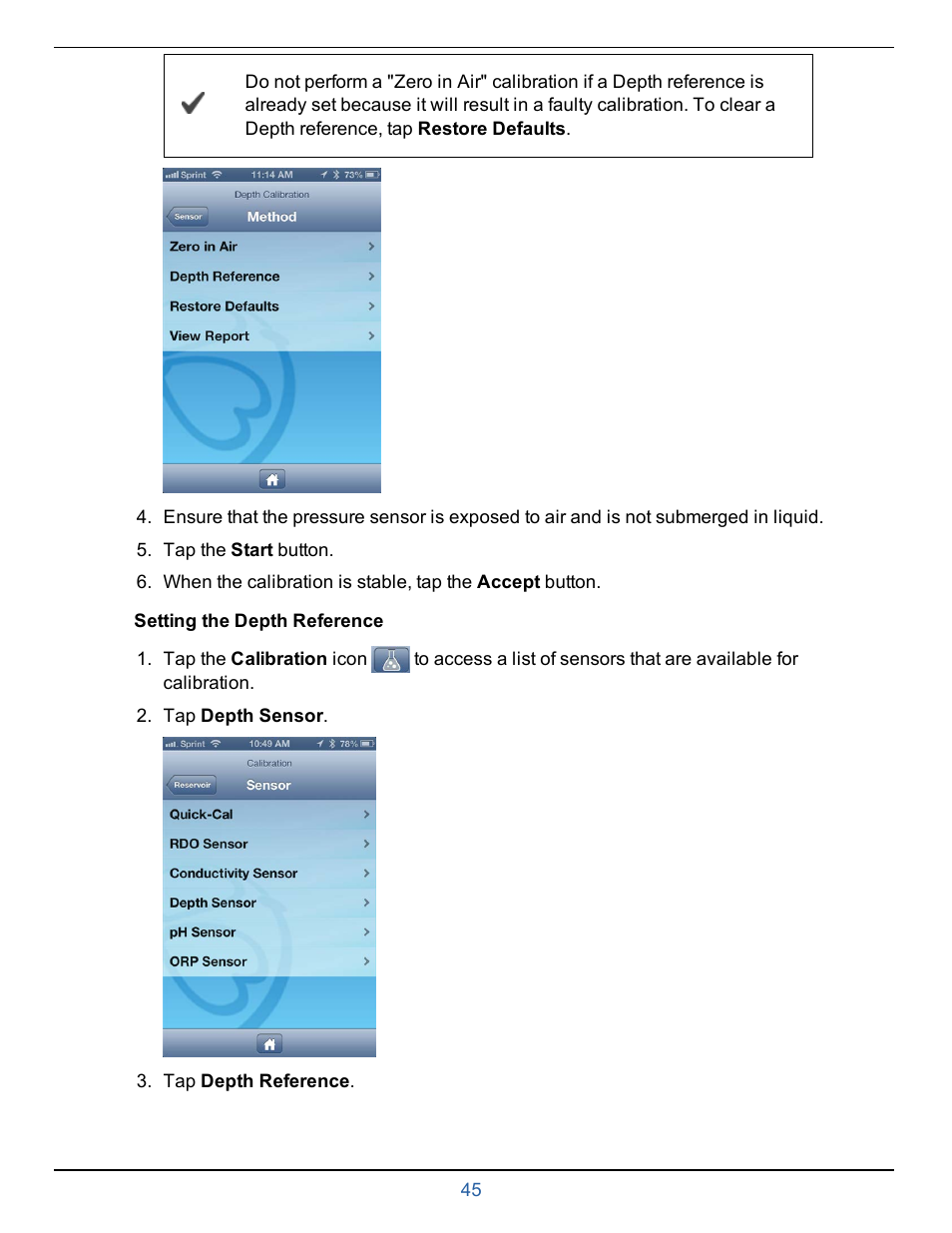 Setting the depth reference | In-Situ smarTROLL Multiparameter Handheld Operators Manual User Manual | Page 45 / 71